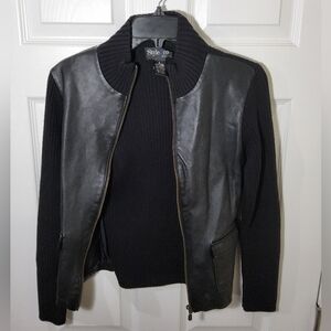Style & Co Leather Sweater Jacket